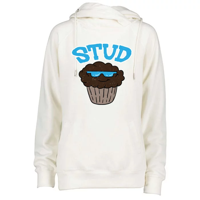 Stud Muffin Funny Cupcake Wearing Sunglasses Baking Baker Great Gift Womens Funnel Neck Pullover Hood