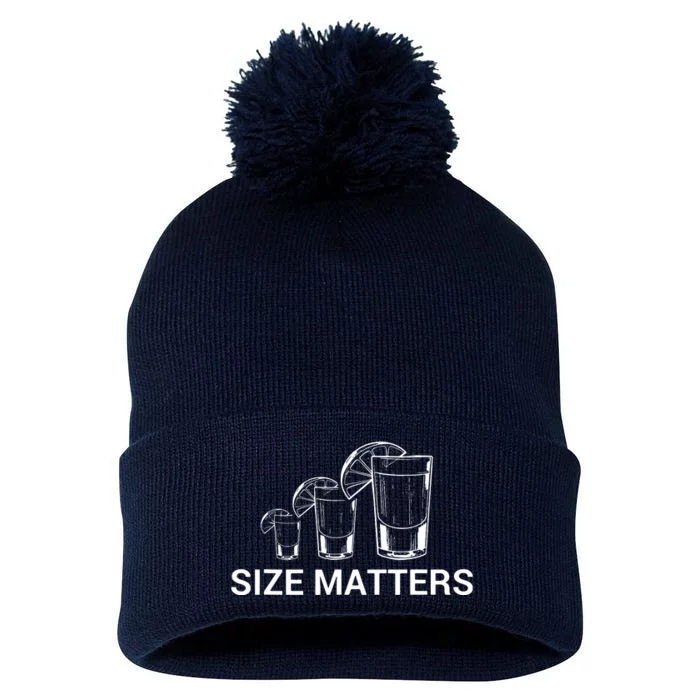 Size Matters Funny Salt Lime Tacos Tequila Pom Pom 12in Knit Beanie