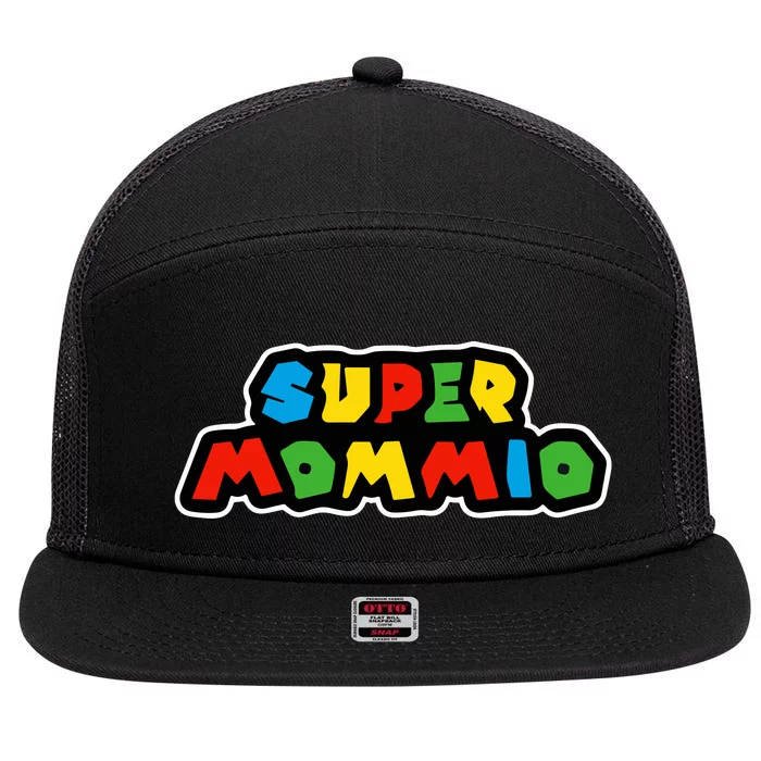 Super Mommio Funny Nerdy Mommy Mother 7 Panel Mesh Trucker Snapback Hat