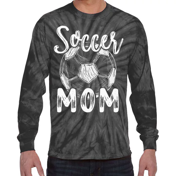 Soccer Mom For Women Family Matching Team Player Soccer Ball Tie-Dye Long Sleeve Shirt