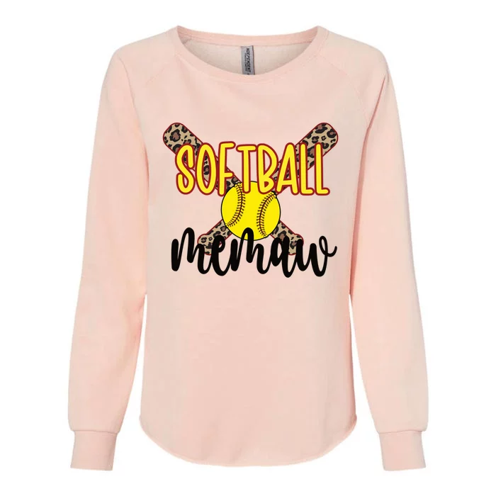 Softball Memaw Grandma Softball Player Memaw Cute Gift Womens California Wash Sweatshirt