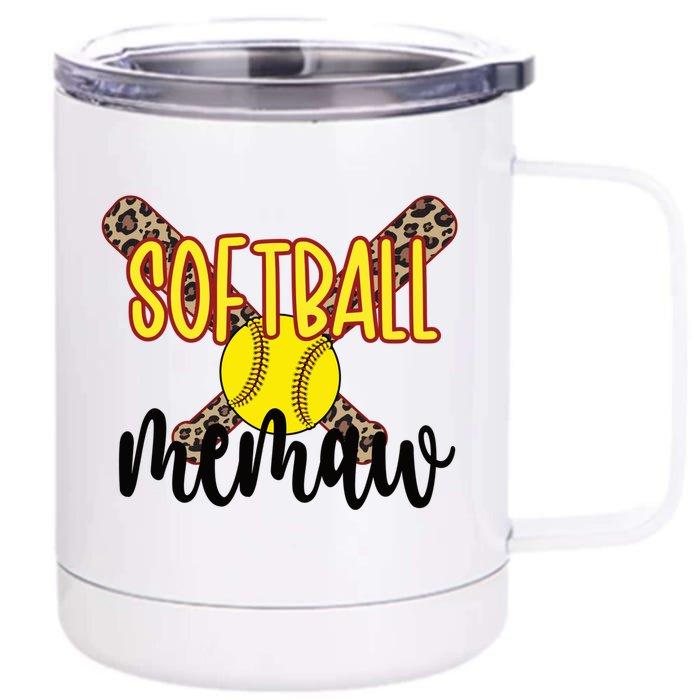 Softball Memaw Grandma Softball Player Memaw Cute Gift Front & Back 12oz Stainless Steel Tumbler Cup