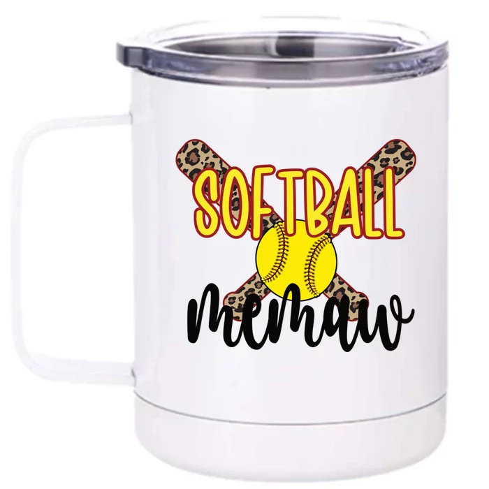 Softball Memaw Grandma Softball Player Memaw Cute Gift Front & Back 12oz Stainless Steel Tumbler Cup