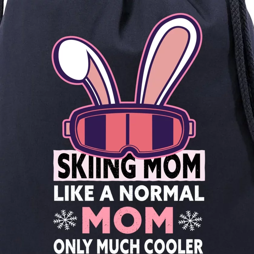 Skiing Mom Great Gift Snow Sport Funny Mom Ski Skiing Great Gift Drawstring Bag