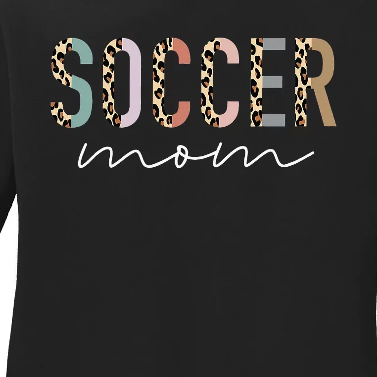 Soccer Mom Gifts Leopard Print Soccer Mama Mother's Day Ladies Long Sleeve Shirt