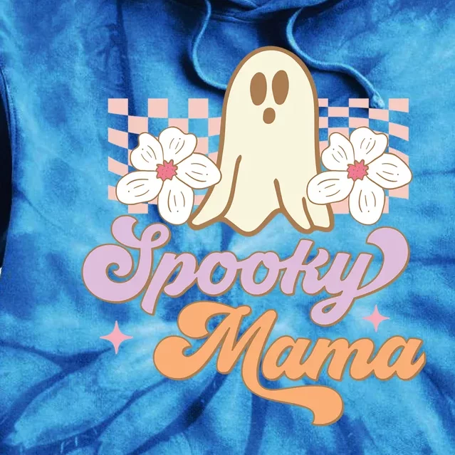 Spooky Mama Groovy Halloween Costume Gift Tie Dye Hoodie