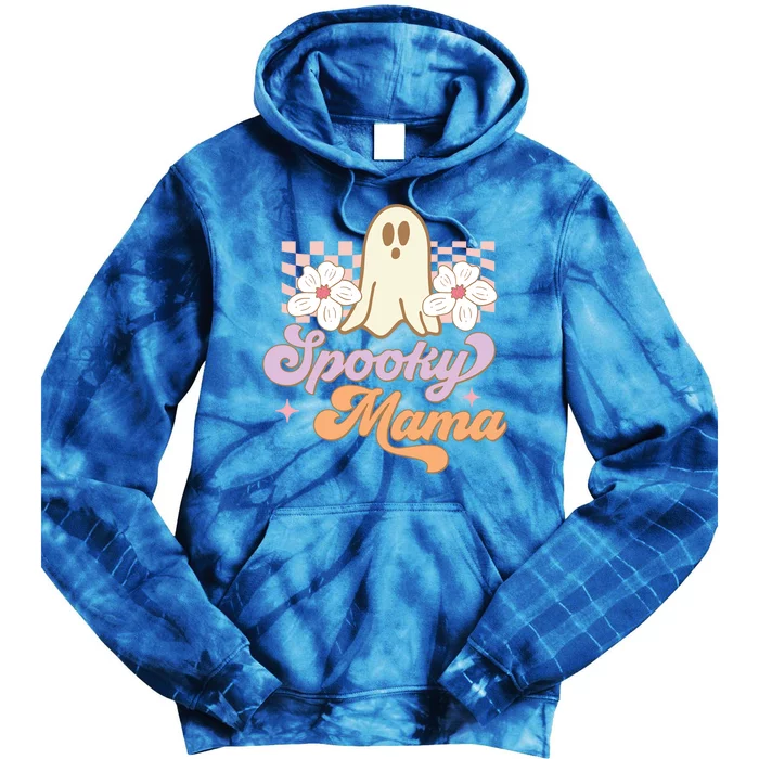 Spooky Mama Groovy Halloween Costume Gift Tie Dye Hoodie