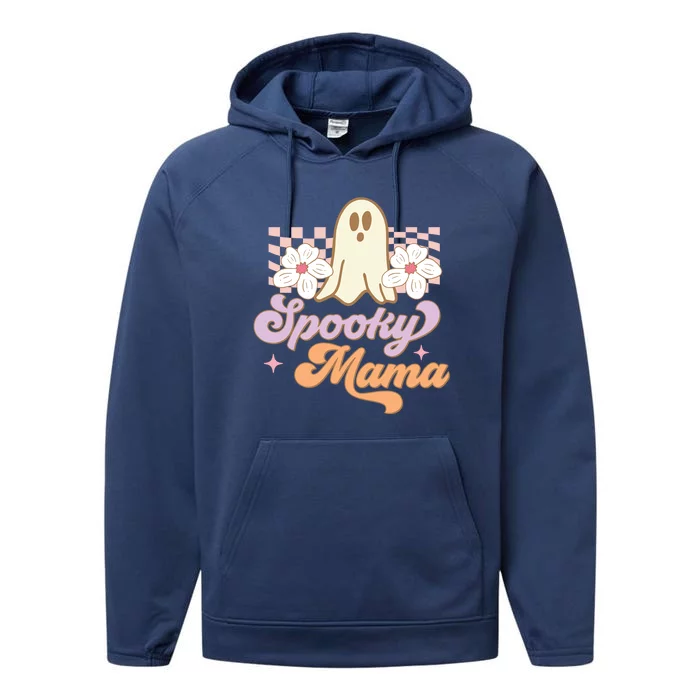 Spooky Mama Groovy Halloween Costume Gift Performance Fleece Hoodie