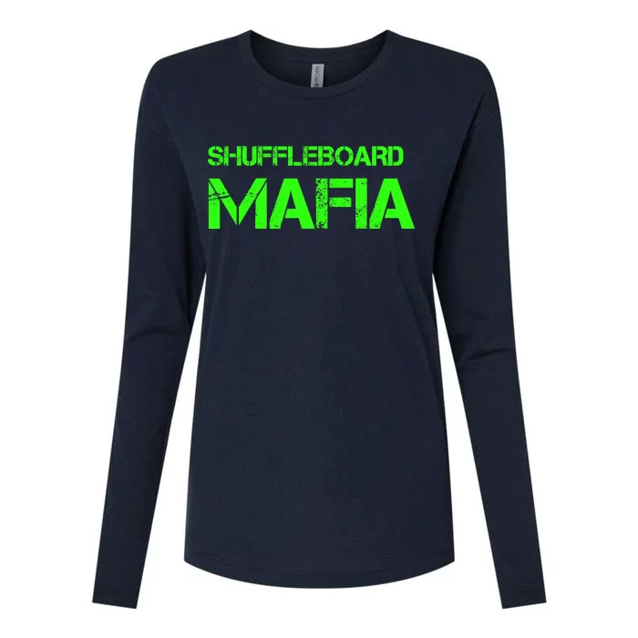 Shuffleboard Mafia Green Womens Cotton Relaxed Long Sleeve T-Shirt