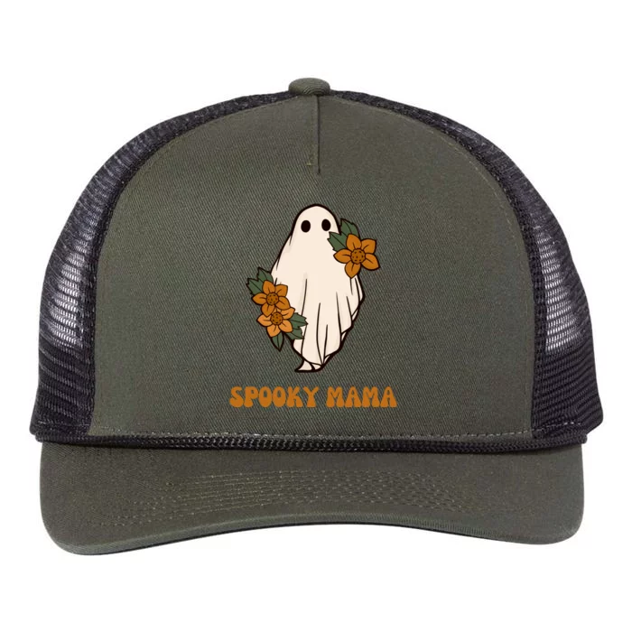 Spooky Mama Ghost Gift Retro Rope Trucker Hat Cap