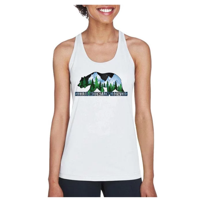 Sierra Mountain Growers Funny 420 Day Cali Bear Sierra Funny Bear Weed Women's Racerback Tank