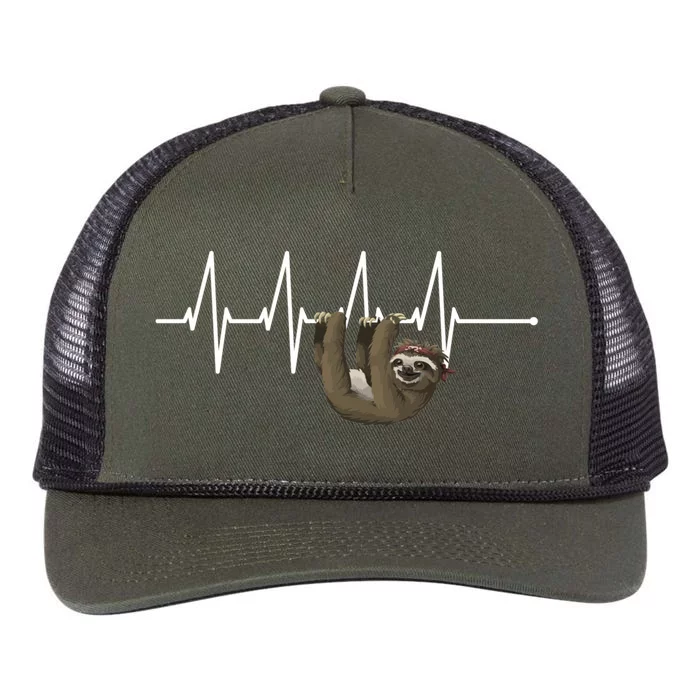 Sloth Meaningful Gift Heartbeat Sloth Great Gift Meaningful Gift Retro Rope Trucker Hat Cap