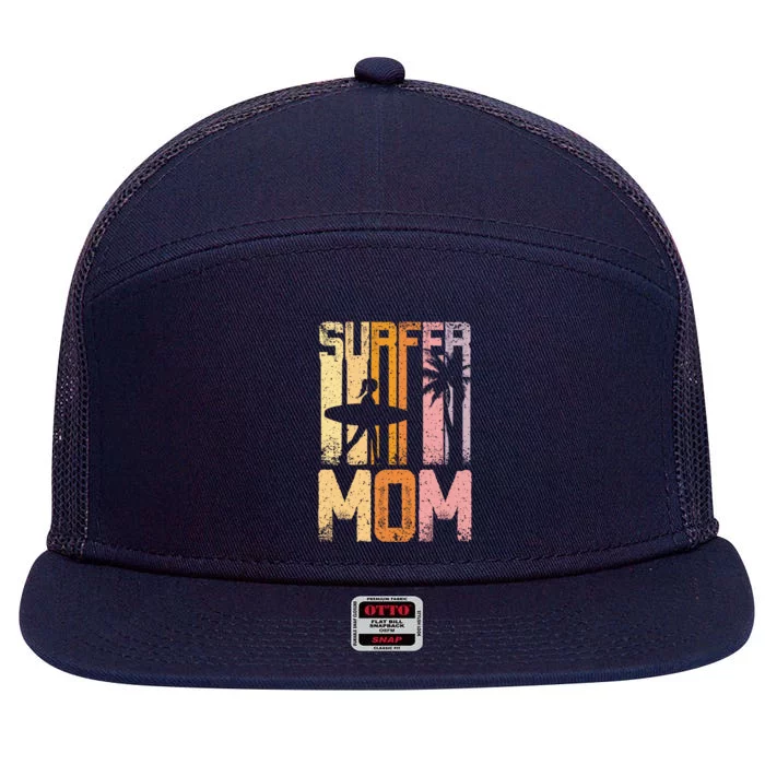 Surfing Mom Great Gift 7 Panel Mesh Trucker Snapback Hat