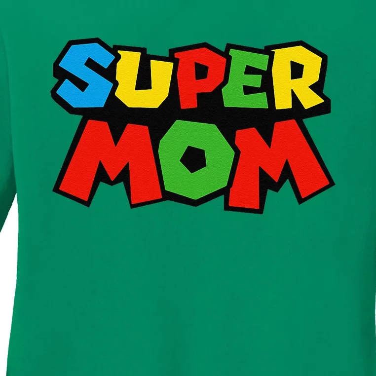 Super Mom Gamer Mothers Day Design Ladies Long Sleeve Shirt