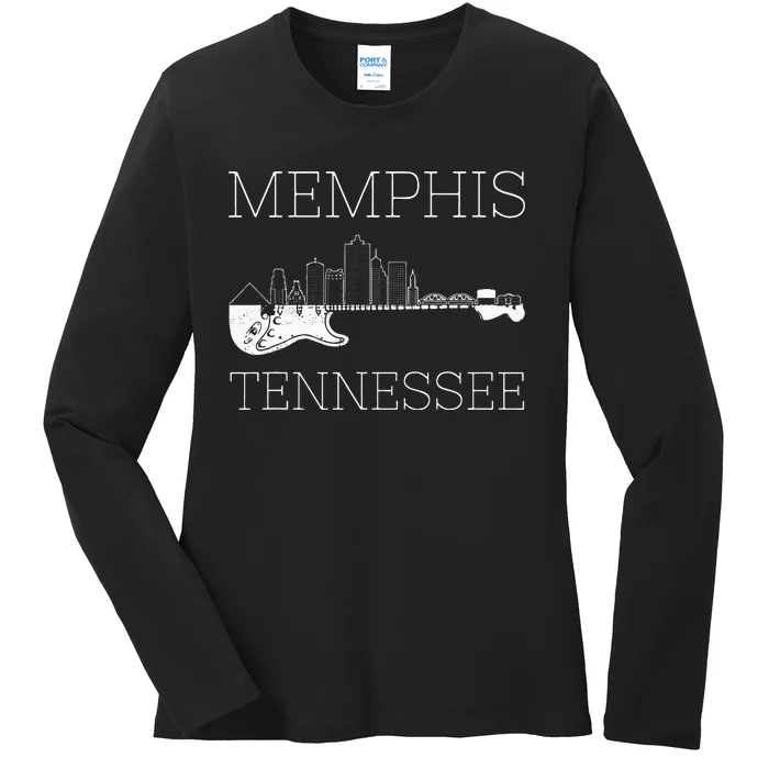 Souvenir Memphis Guitar Music Tennessee Memphis Ladies Long Sleeve Shirt