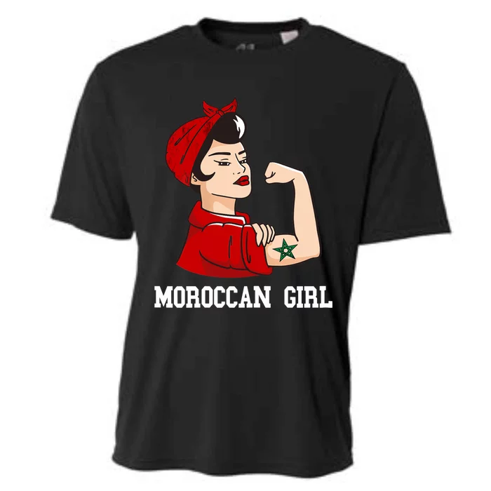 Strong Moroccan Girl Moroccan Flag Morocco Moroccan Pride Cooling Performance Crew T-Shirt