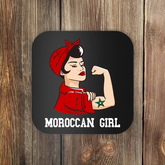 Strong Moroccan Girl Moroccan Flag Morocco Moroccan Pride Coaster