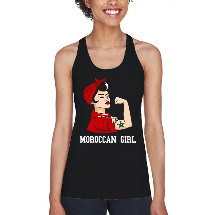 Strong Moroccan Girl Moroccan Flag Morocco Moroccan Pride Women's Racerback Tank