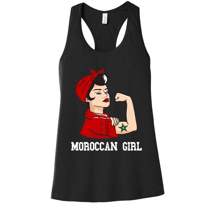 Strong Moroccan Girl Moroccan Flag Morocco Moroccan Pride Women's Racerback Tank