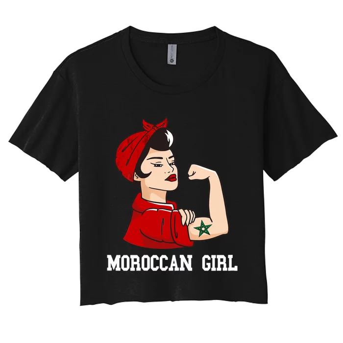 Strong Moroccan Girl Moroccan Flag Morocco Moroccan Pride Women's Crop Top Tee