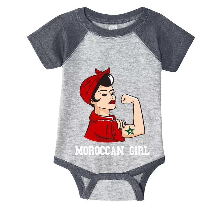 Strong Moroccan Girl Moroccan Flag Morocco Moroccan Pride Infant Baby Jersey Bodysuit