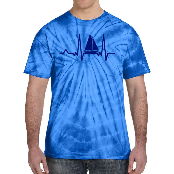 Sailing Meaningful Gift Boat Heartbeat Sailer Ship Meaningful Gift Boating Gift Tie-Dye T-Shirt