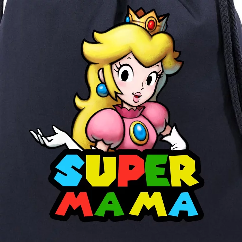 Super Mama Gamer Logo Drawstring Bag