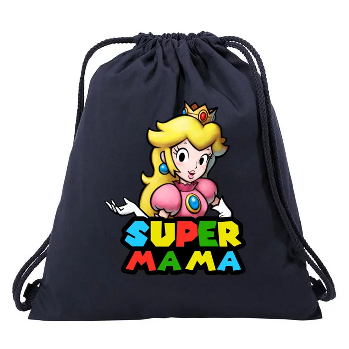 Super Mama Gamer Logo Drawstring Bag