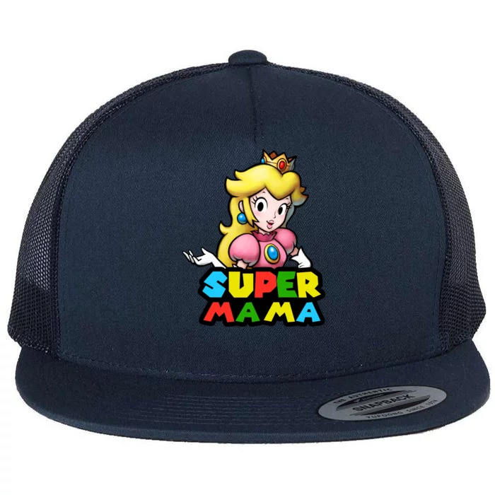 Super Mama Gamer Logo Flat Bill Trucker Hat