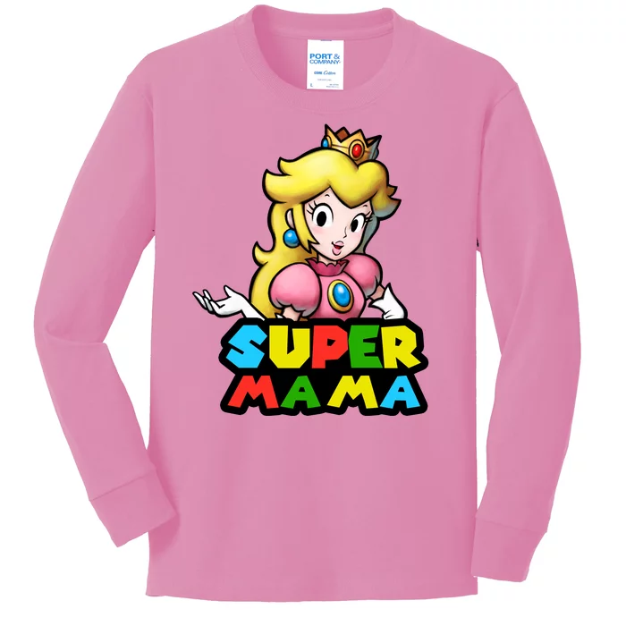 Super Mama Gamer Logo Kids Long Sleeve Shirt