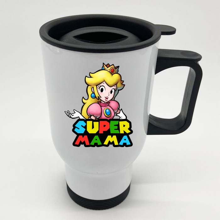 Super Mama Gamer Logo Front & Back Stainless Steel Travel Mug