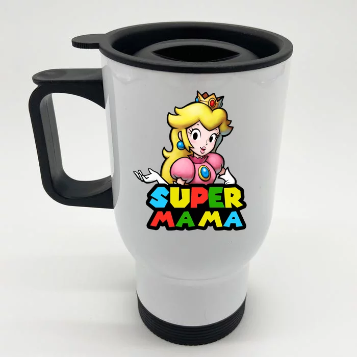 Super Mama Gamer Logo Front & Back Stainless Steel Travel Mug