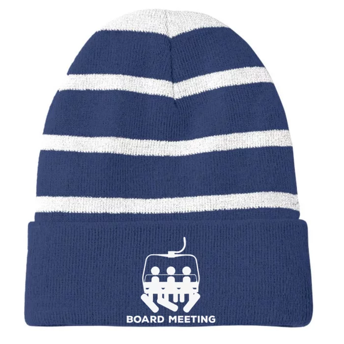 Snowboard Meeting Gift Snowboarding funny Vacation Skiing Striped Beanie with Solid Band