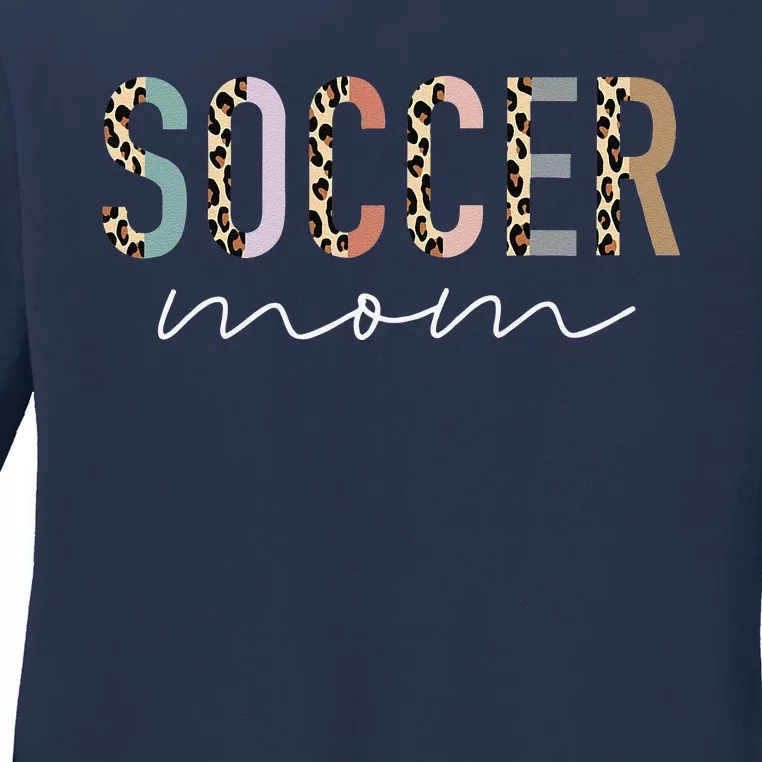 Soccer Mom Gifts Leopard Print Soccer Mama Mother's Day Ladies Long Sleeve Shirt