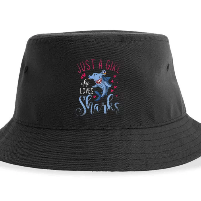 Sea Monster Gift Just A Girl Who Loves Shark Sustainable Bucket Hat