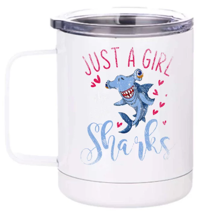 Sea Monster Gift Just A Girl Who Loves Shark Front & Back 12oz Stainless Steel Tumbler Cup