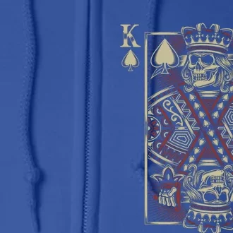 Skull Motorcycle Gift Biker King Of Spades Card Game Poker Great Gift Full Zip Hoodie