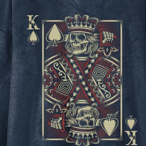 Skull Motorcycle Gift Biker King Of Spades Card Game Poker Great Gift Hooded Wearable Blanket