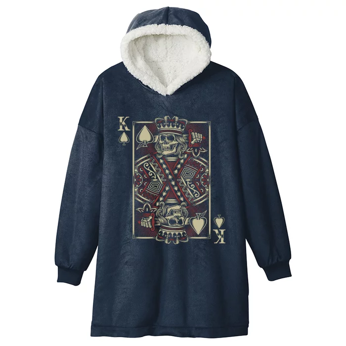 Skull Motorcycle Gift Biker King Of Spades Card Game Poker Great Gift Hooded Wearable Blanket