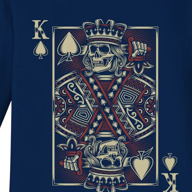 Skull Motorcycle Gift Biker King Of Spades Card Game Poker Great Gift Baby Long Sleeve Bodysuit