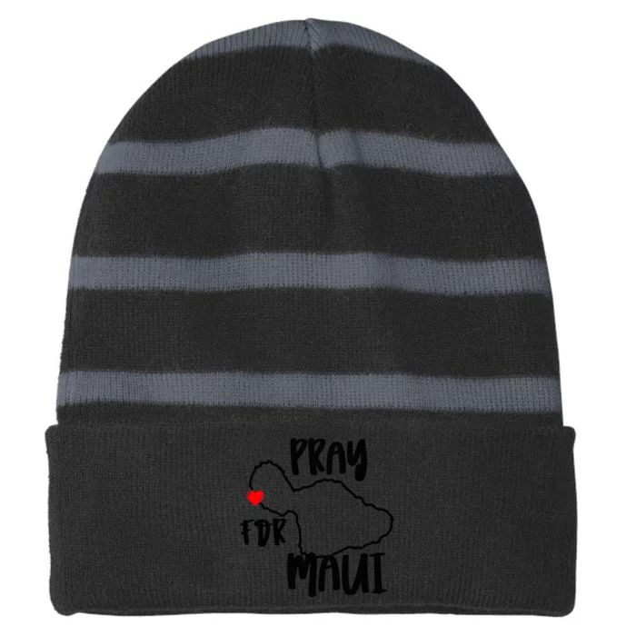 Support Maui Gift Pray For Maui Hawaii Strong Striped Beanie with Solid Band