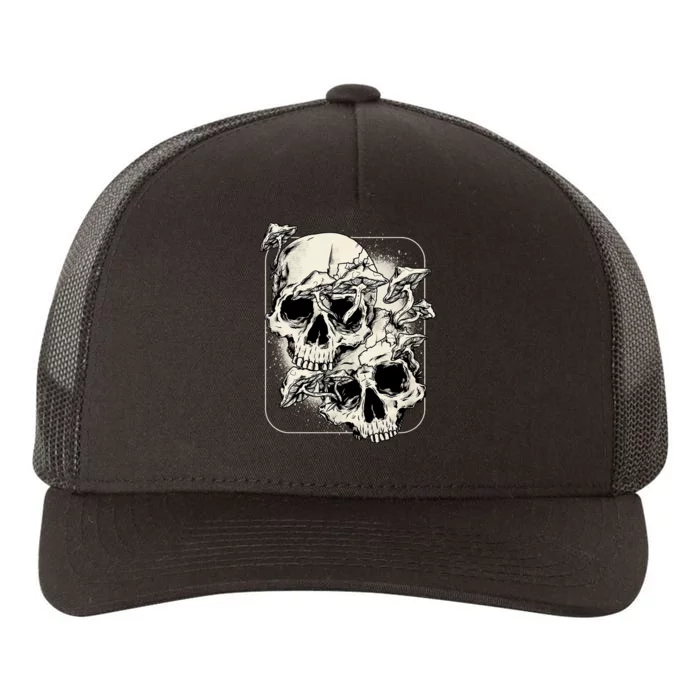 Skull Mushroom Goth Morel Mushroom Art Emo Yupoong Adult 5-Panel Trucker Hat