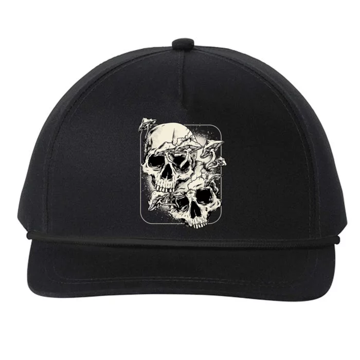 Skull Mushroom Goth Morel Mushroom Art Emo Snapback Five-Panel Rope Hat