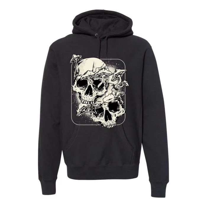 Skull Mushroom Goth Morel Mushroom Art Emo Premium Hoodie