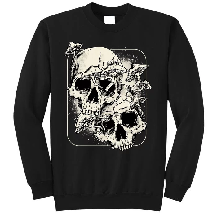 Skull Mushroom Goth Morel Mushroom Art Emo Tall Sweatshirt