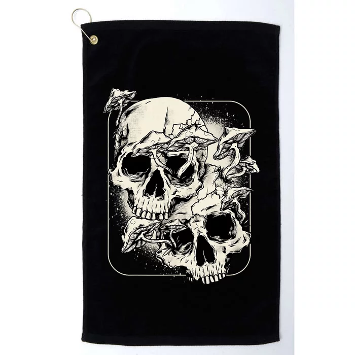 Skull Mushroom Goth Morel Mushroom Art Emo Platinum Collection Golf Towel