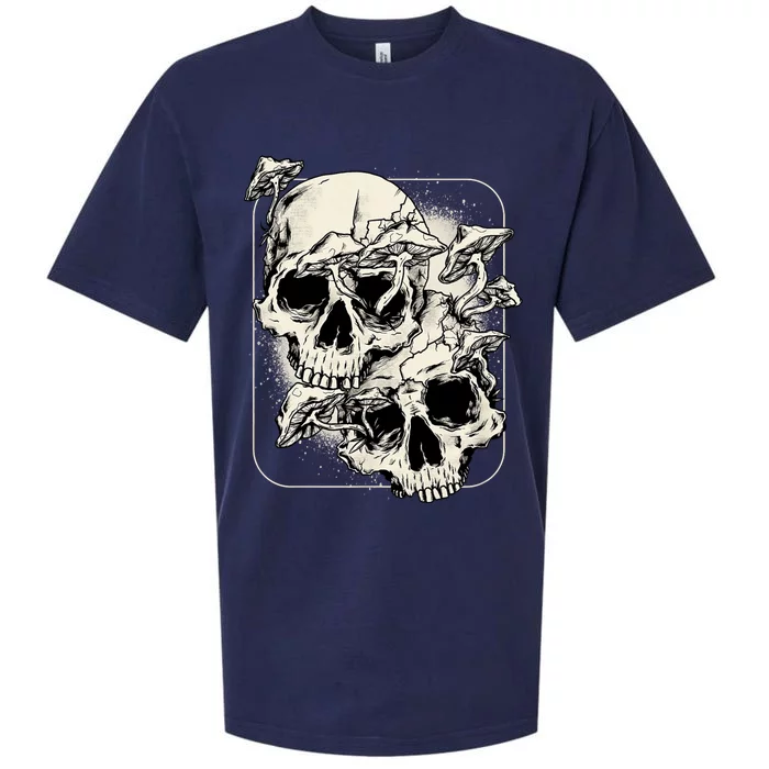 Skull Mushroom Goth Morel Mushroom Art Emo Sueded Cloud Jersey T-Shirt