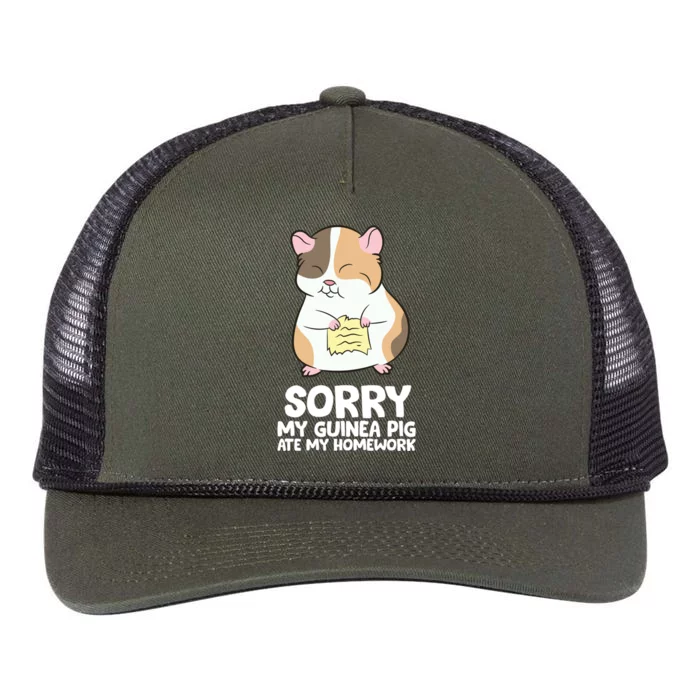 Sorry My Guinea Pig Ate My Homework Guinea Pig School Retro Rope Trucker Hat Cap