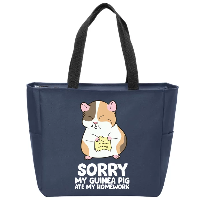 Sorry My Guinea Pig Ate My Homework Guinea Pig School Zip Tote Bag