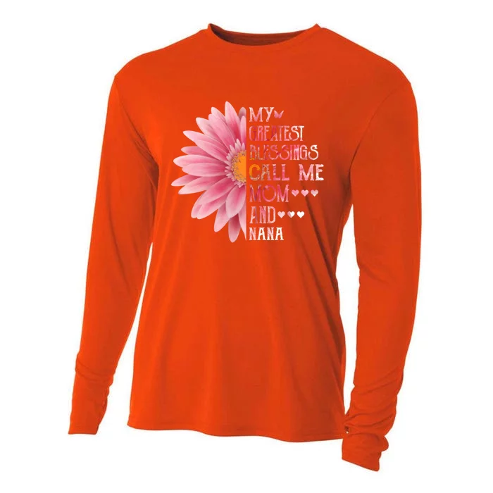 Sunflower My Greatest Blessings Call Me Mom And Nana Gift Cooling Performance Long Sleeve Crew